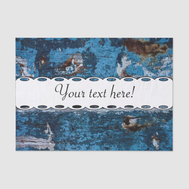 Blue painted wood tissue paper (Front)