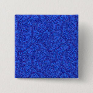 Blue Paisley 2 Inch Square Button