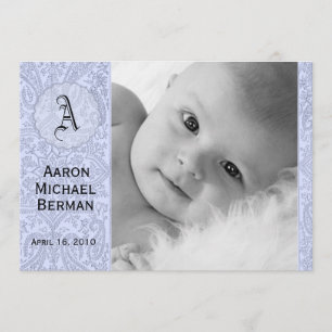 Blue Paisley Baby Boy Announcement