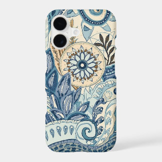 Blue Paisley Boho Floral