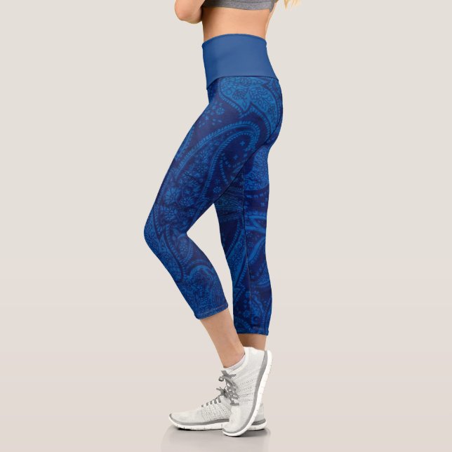 Blue paisley capri leggings (Left)