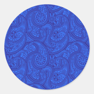 Blue Paisley Classic Round Sticker