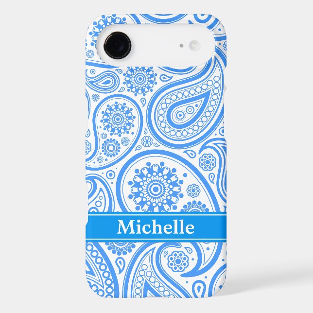 Blue Paisley Floral Monogram Case-Mate Samsung Galaxy Case (Back)