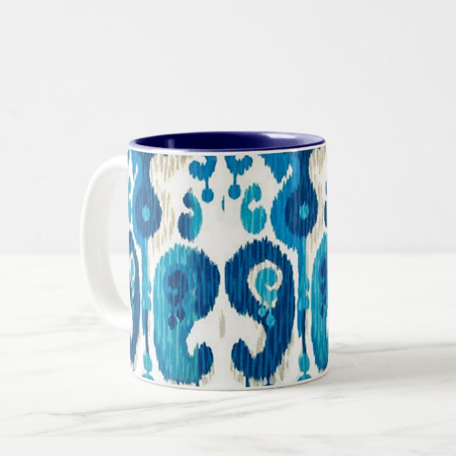 Blue Paisley Ikat Mug (Devant gauche)