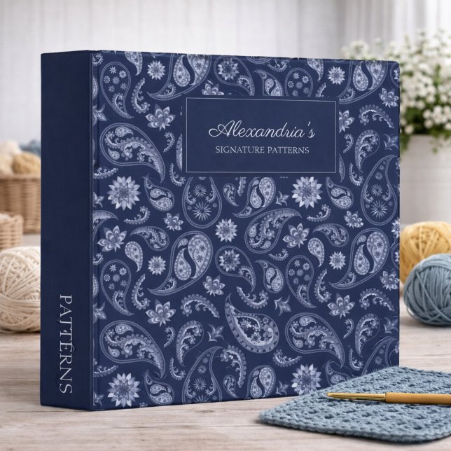 Blue Paisley Monogram Pattern Keeper Binder (Creator Uploaded)