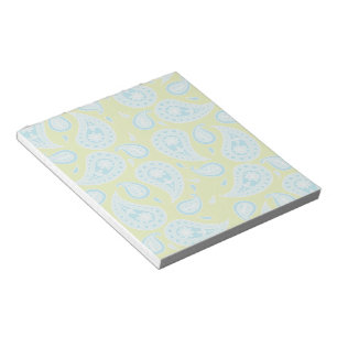 Blue Paisley on Bright Green Notepad