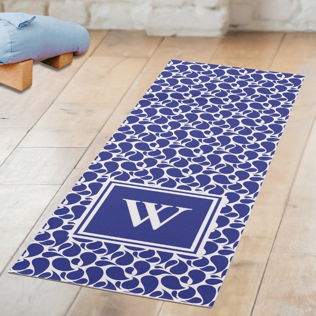 Blue Paisley on White Pattern Yoga Mat (Creator Uploaded)