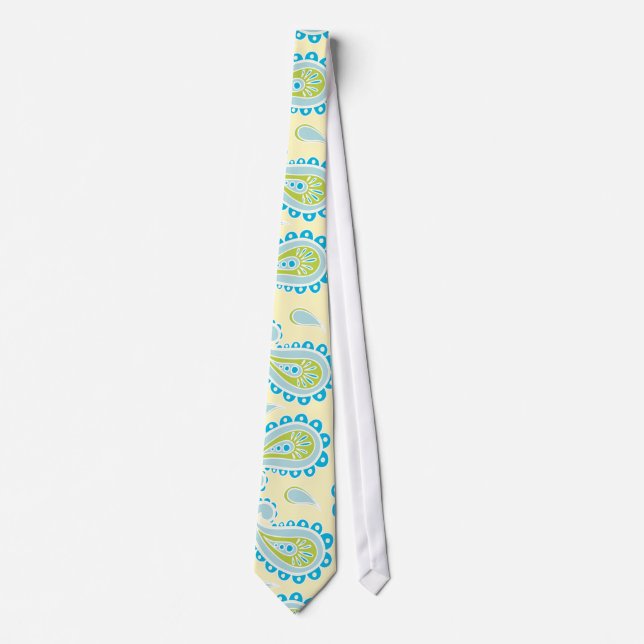 Blue Paisley on Yellow Tie (Front)
