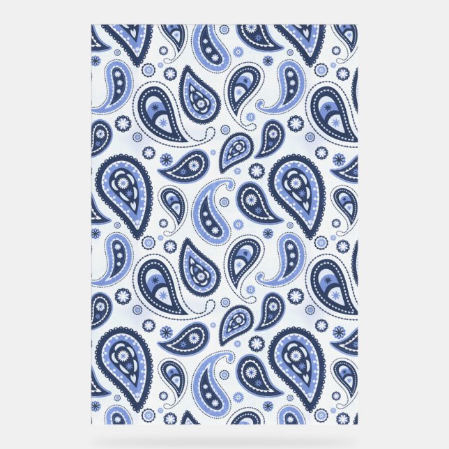 Blue Paisley Pattern Acrylic Sign (Front)