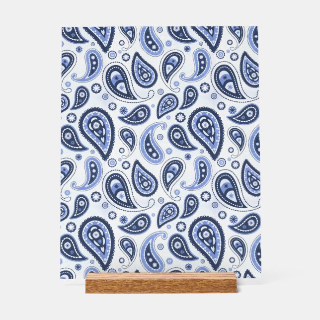 Blue Paisley Pattern Acrylic Sign (Front)