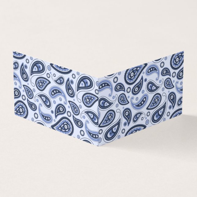 Blue Paisley Pattern Business Card (Outside)