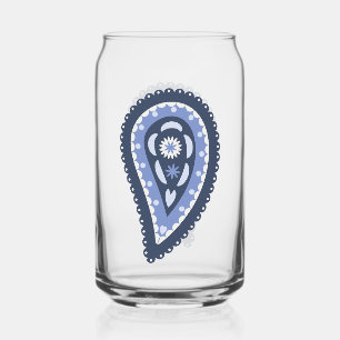 Blue Paisley Pattern Can Glass