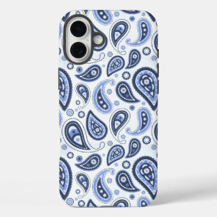 Blue Paisley Pattern iPhone 16 Plus Case