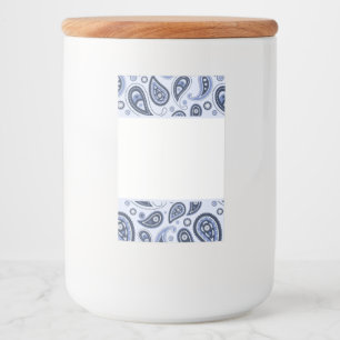 Blue Paisley Pattern Food Label