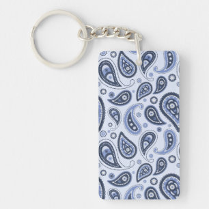 Blue Paisley Pattern Keychain