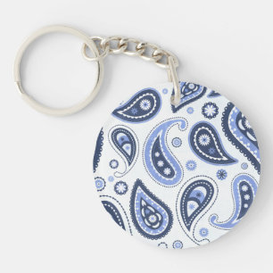 Blue Paisley Pattern Keychain