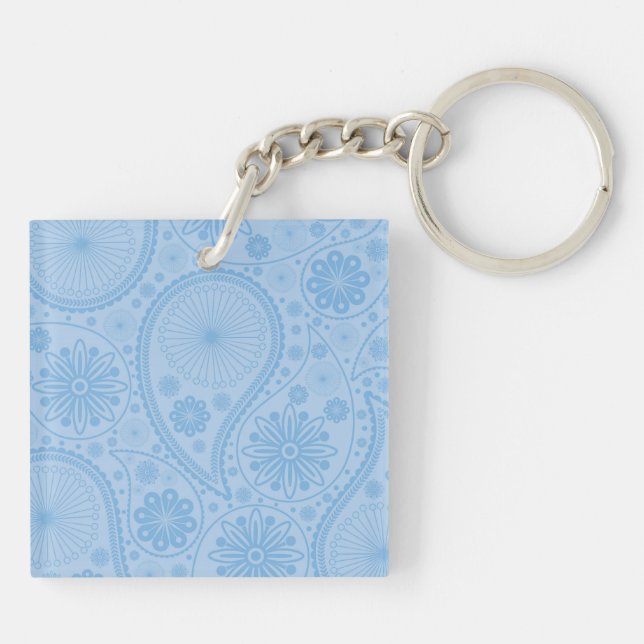 Blue paisley pattern keychain (Back)