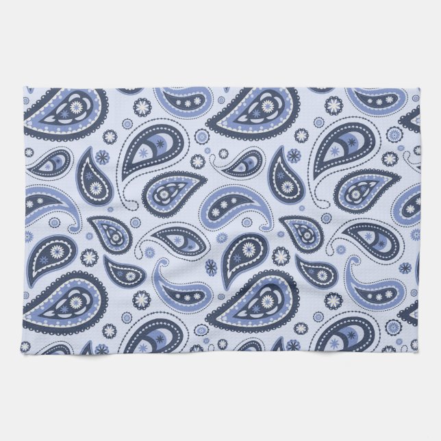 Blue Paisley Pattern Kitchen Towel (Horizontal)