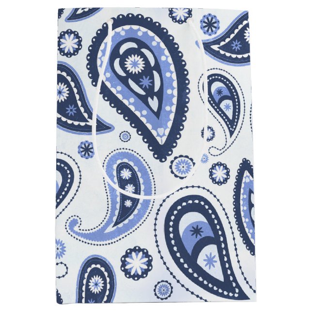 Blue Paisley Pattern Medium Gift Bag (Front)