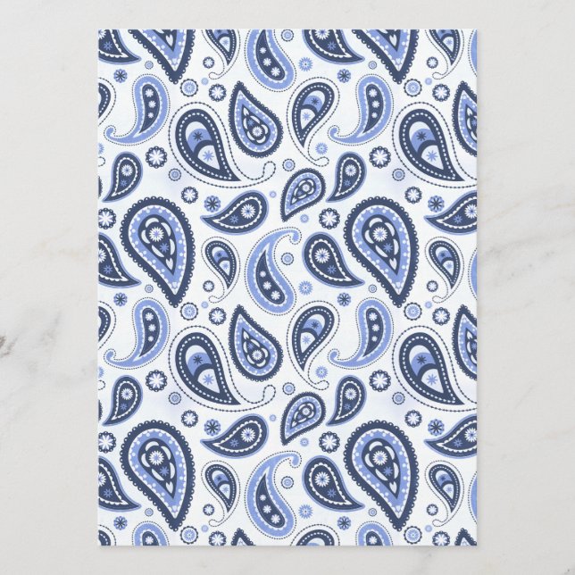 Blue Paisley Pattern Menu (Front)