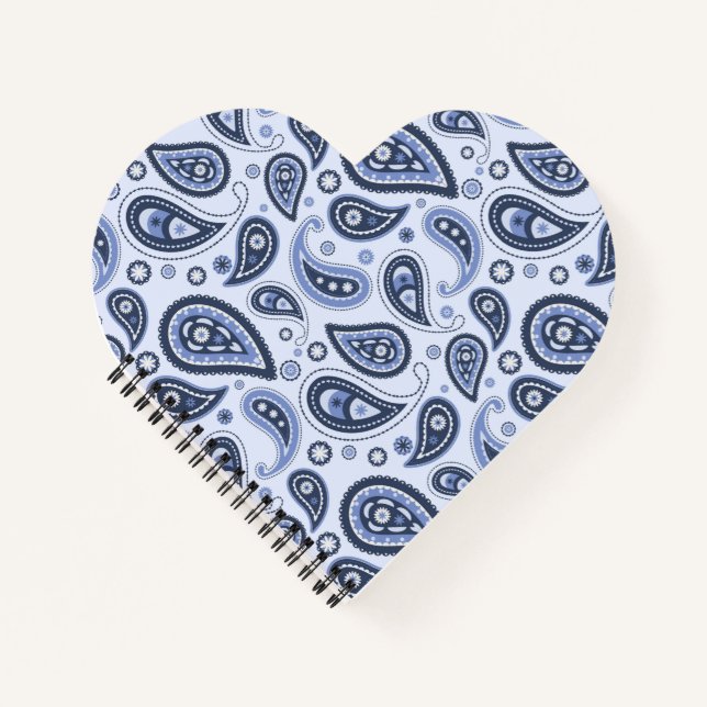 Blue Paisley Pattern Notebook (Front)