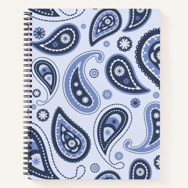 Blue Paisley Pattern Notebook (Front)
