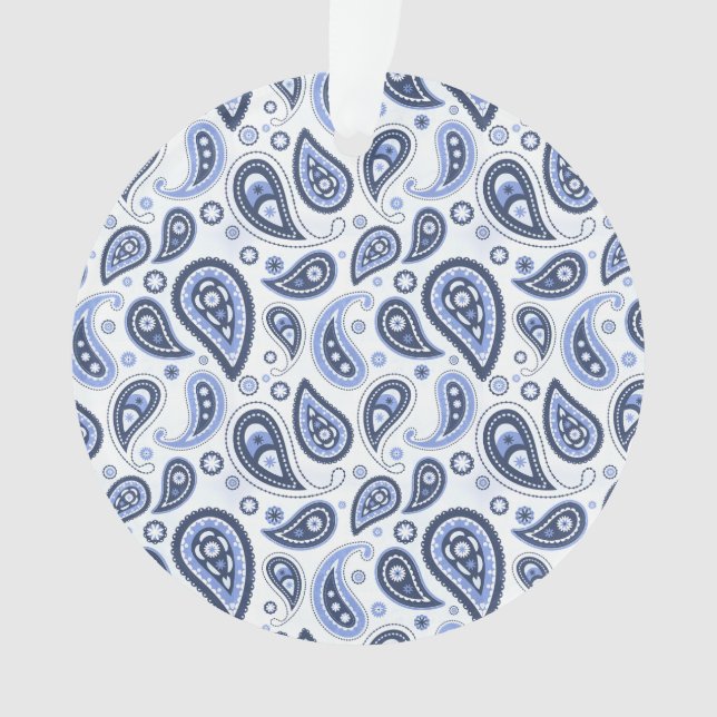 Blue Paisley Pattern Ornament (Front)