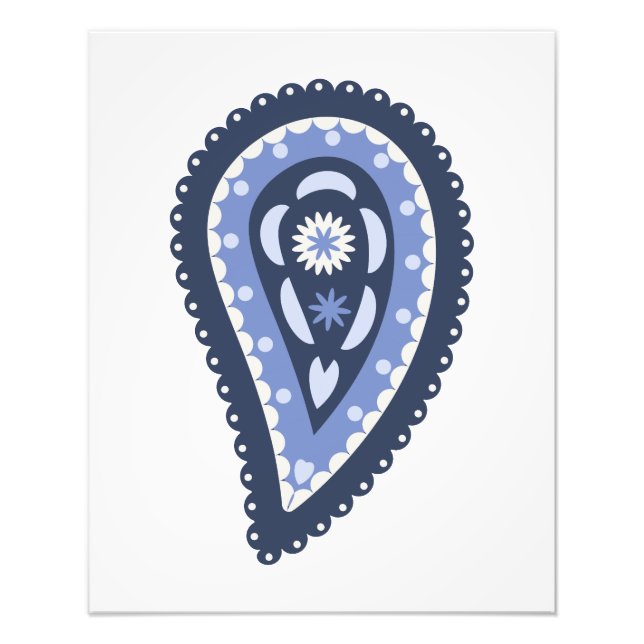 Blue Paisley Pattern Photo Print (Front)