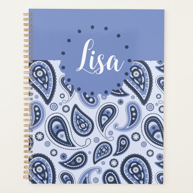 Blue Paisley Pattern Planner (Front)