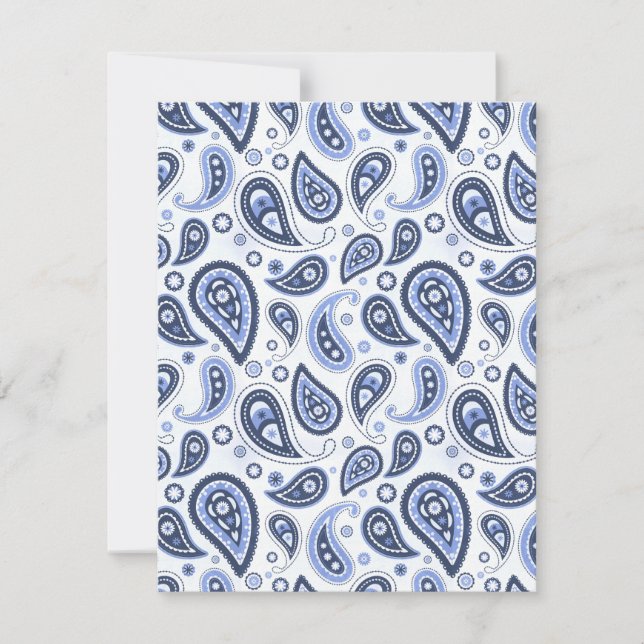 Blue Paisley Pattern RSVP Card (Front)