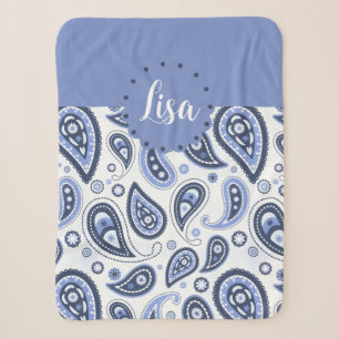 Blue Paisley Pattern Sherpa Blanket
