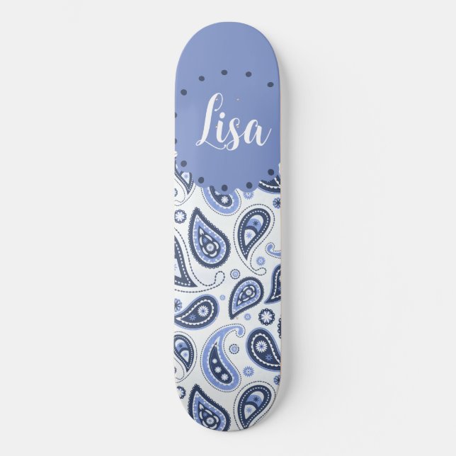 Blue Paisley Pattern Skateboard (Front)