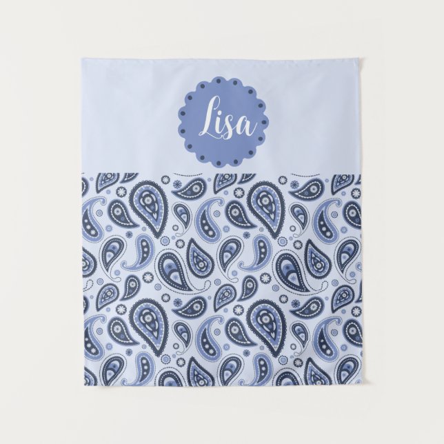 Blue Paisley Pattern Tapestry (Front)
