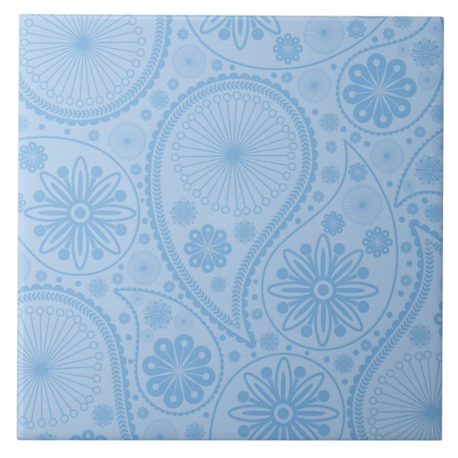 Blue paisley pattern tile (Front)