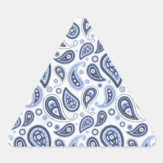 Blue Paisley Pattern Triangle Sticker (Front)