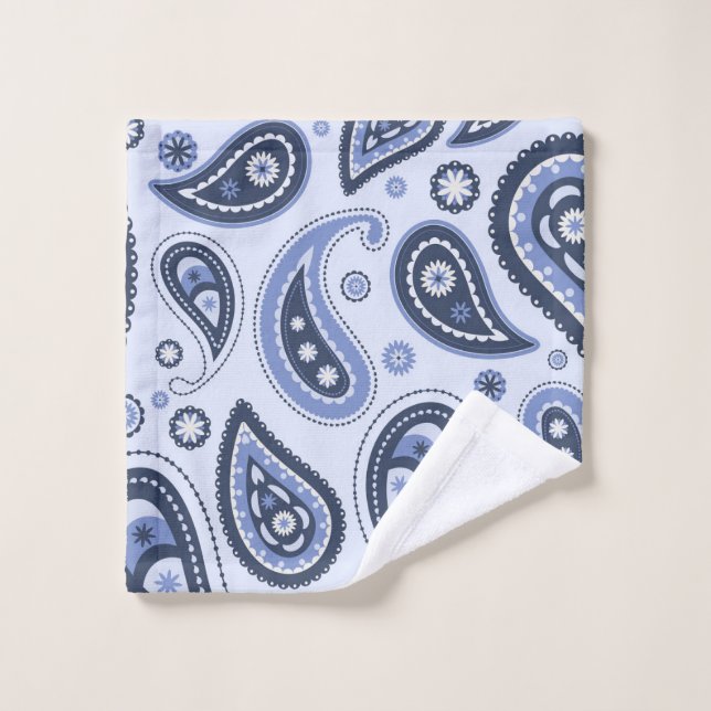 Blue Paisley Pattern Wash Cloth (Wash Cloth)