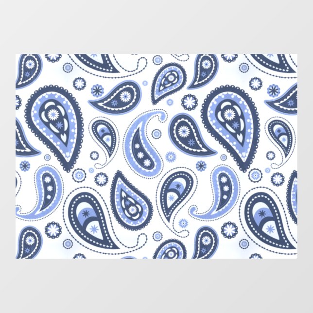 Blue Paisley Pattern Window Cling (Sheet)