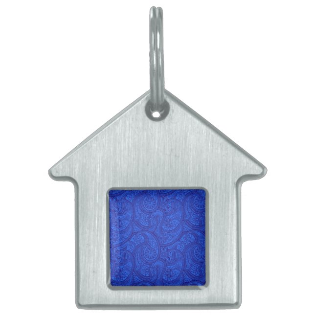 Blue Paisley Pet Name Tag (Front)