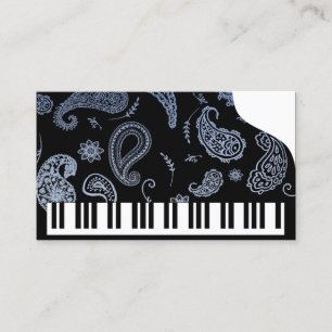 Blue Paisley Piano Business Cards
