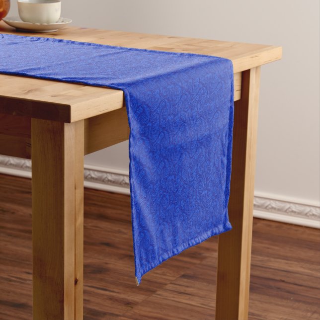 Blue Paisley Short Table Runner (In Situ)