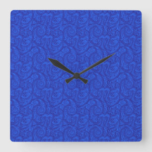 Blue Paisley Square Wall Clock