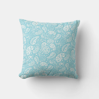 Blue Paisley Throw Pillow