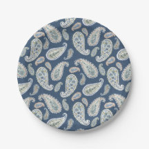 Blue Paisley Watercolor Pattern