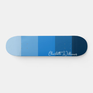 BLUE PALETTE COLOR SHADE STRIPES PATTERN NAVY NAME SKATEBOARD