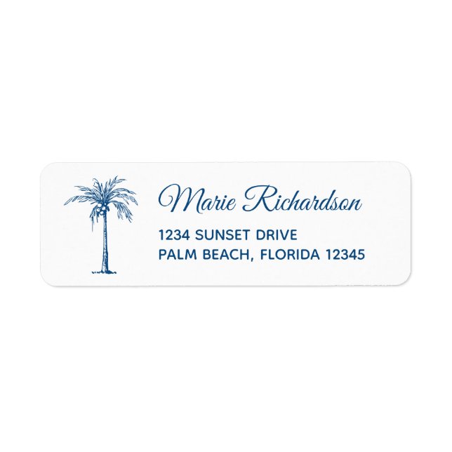 Blue Palm Beach Wedding Adresse de retour (Devant)