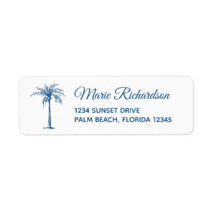 Blue Palm Beach Wedding Return Address
