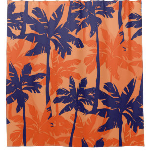 Blue palm silhouette, orange background