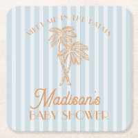 Blue Palm Spring Pastel Beach Baby Shower