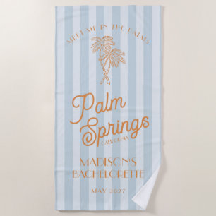 Blue Palm Spring Pastel Beach Bachelorette Party Beach Towel