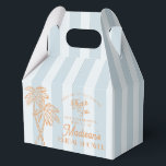 Blue Palm Spring Pastel Beach Bridal Shower Favor Box<br><div class="desc">Meet me in the palms! Our Palm Springs Party Collection is a dreamy blend of vintage beach cabana charm and pastel perfection. Featuring soft stripes, breezy palm trees, and a touch of retro glam, this collection brings the magic of a sun-soaked getaway to your celebration. Whether you're hosting a bachelorette...</div>